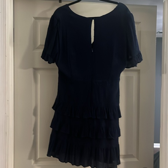 Lulus Navy Ruffle Wrap Dress - Picture 4 of 6